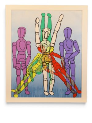 Derek Carruthers (1935–2021) – Untitled (Chromatic Mannequin Figures) – Original Watercolour, Dated February 2004