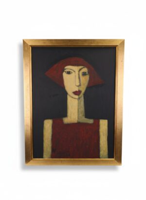 Art | Chloe — Masterful Modernist Portrait by Harry Charles Tim (Framed & Signed)