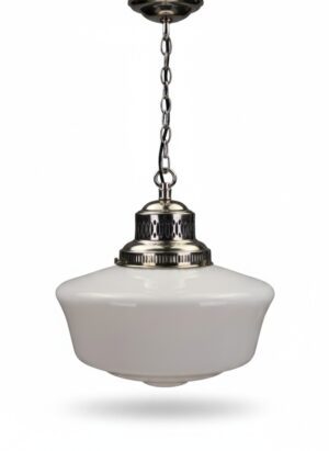 Opaline Pendant Light with Silver-Plated Gallery