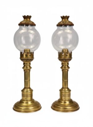 Pair of Parisian Patented 'Breveté' Spring-Loaded Candle Lamps, c. 1890