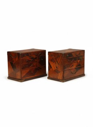 Pair of Japanese Meiji Period ‘Hakone’ Marquetry Kodansu