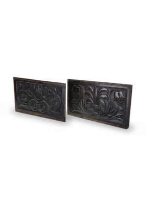 Pair of Antique Carved Oak Panels – 17th Century English Coffer Panels
