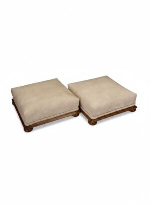 Mahogany Footstools Pair of Hand-Turned upholstered