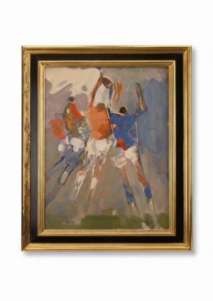 Oil Painting Pierre Chièze (1929–2011): Rugby ‘The Line-Out,’