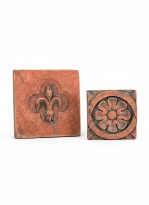 Antique Terra Cotta Architectural Moulds – Fleur-de-Lis & Rosette, Circa 1880–1910