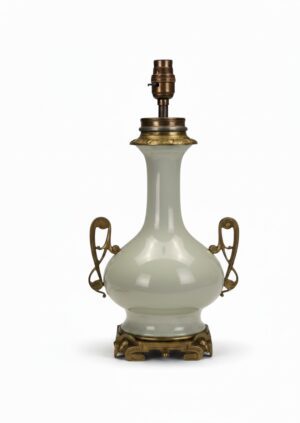 Fine French Celadon Table Lamp with Gilt Bronze Mounts — Stamped Paris