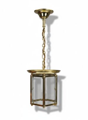 Petitot French Gilt Brass Six-Sided Hall Lantern, c. 1927
