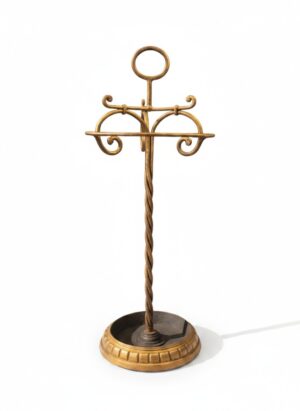 Gilded Hand-Forged Wrought Iron Stick or Umbrella Stand