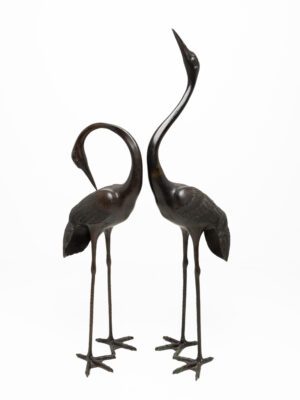 A Pair of Monumental Japanese Bronze Cranes, Meiji Period (1868–1912)