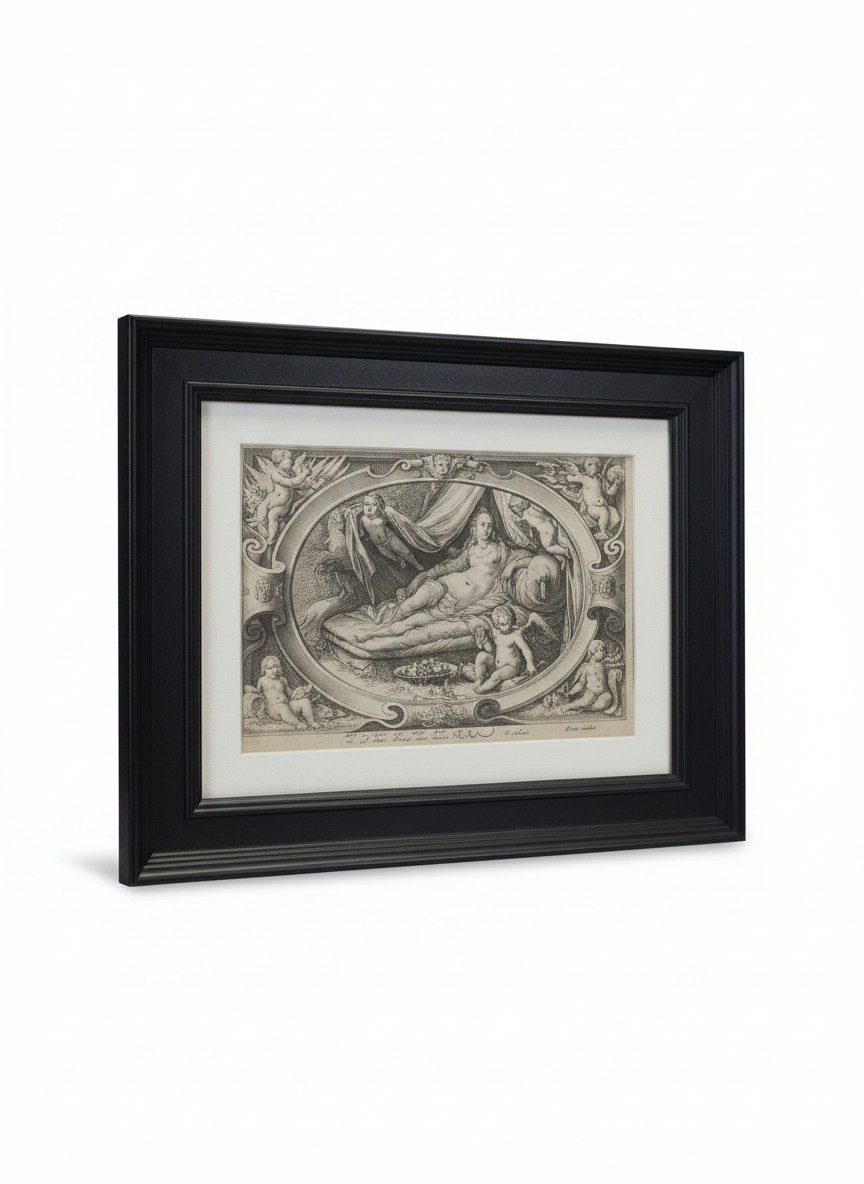 17th Century Mannerist Engraving: Venus & Cupid by Jan Saenredam (After Goltzius)