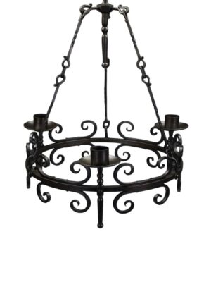 A Substantial late 19th Century Hand-Forged Wrought Iron ‘Corona’ Chandelier