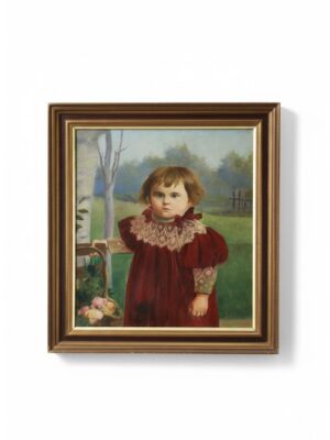 An Late-Victorian Oil Portrait of a Young Child in a Pastoral Landscape