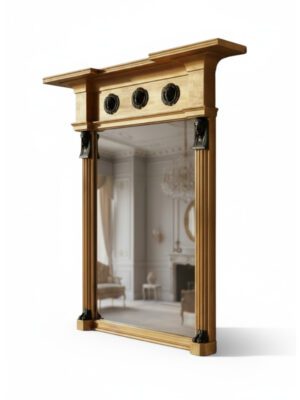 Fine Regency Revival Giltwood & Bronze Egyptian Revival Pier Mirror