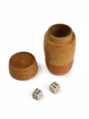 Victorian Boxwood Treen Dice Shaker with Original Bone Dice, Circa 1880–1900