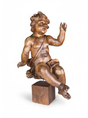 Large Italian Carved Wooden Putto / Cherub Figure, Late 18th – Early 19th Century