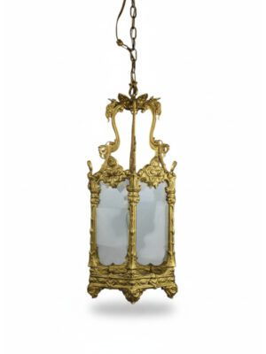 Antique Large Elegant Gilt Hallway Lantern