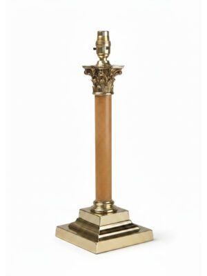 Antique Marble and Brass Corinthian Column Table Lamp