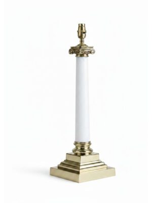 19th Century White Opaline Glass Ionic Column Lamp