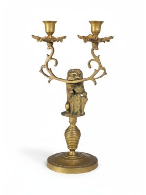 Antique Lion Candelabra Candle Holder