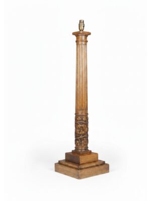 Tall Oak Corinthian Table Lamp I Antique Lighting