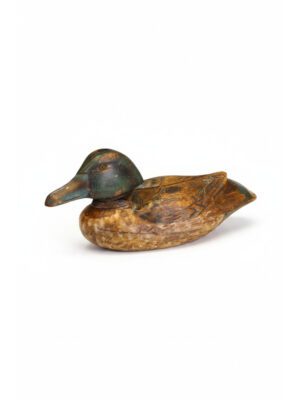 Vintage Hand-Carved Wooden Duck Decoy, Folk Art Mallard c.1930–1950