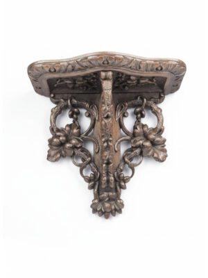 English Hand-Carved Oak Wall Shelf I 18th Century