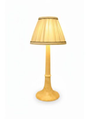 Elegant Mid-Century Carved Alabaster Table Lamp – Neoclassical Architectural Lines