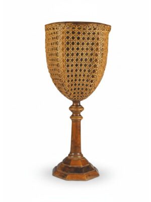 Antique Canework Planter / Jardinière Stand on Turned Hardwood Pedestal