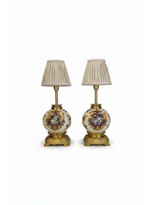 Pair of Italian Majolica Table Lamps, Renaissance Revival, c.1880–1900