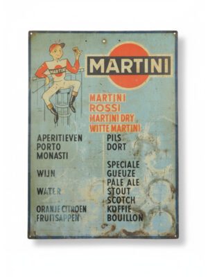 Antique Sign Martini Drinks Jockey Leon 1950s
