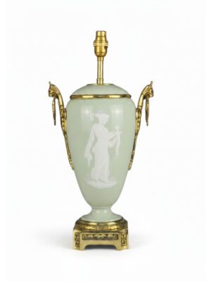 Antique Neoclassical Celadon Pâte-Sur-Pâte & Ormolu Table Lamp