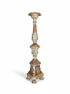 18th Century Italian Polychrome and Giltwood Candle Holder