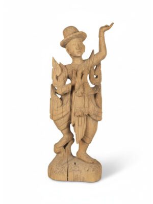 Antique Balinese Hand-Carved Sculpture of a Young Dancer