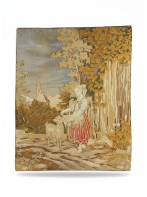 Antique Tapestry 'Royal College of Needle Art' Wool and Silk
