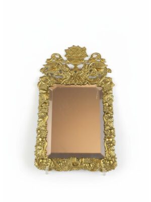 Antique English Ornate Brass Bevelled Wall Mirror
