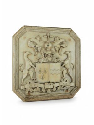 Hand-Carved Heraldic Achievement of the Bauwens Family, c. 1850