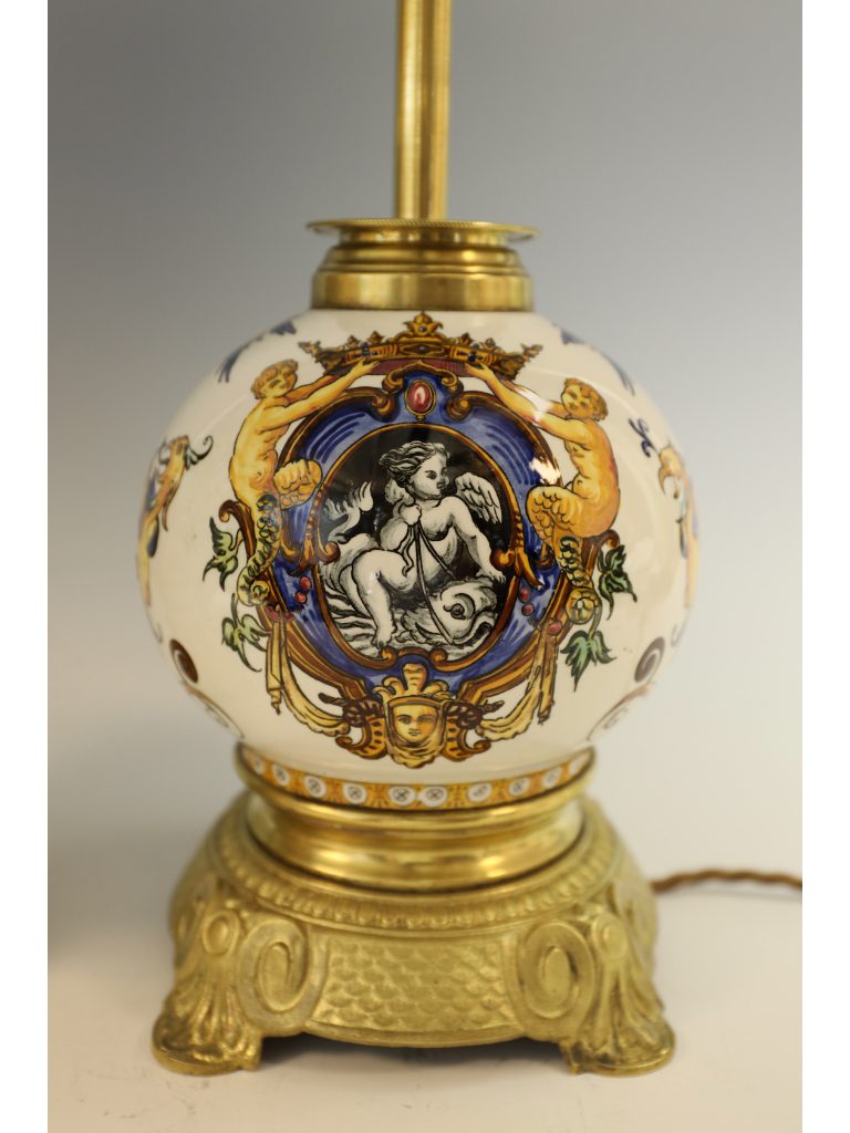 Pair of Late 19th-Century Italian Majolica Bedside Table Lamps &ndash; Renaissance Revival