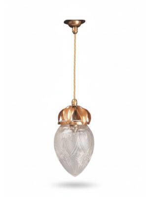Antique Pendant Light with Cut Glass Crystal Globe & Copper Leaf Gallery