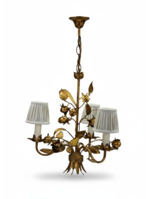 Hans Kögl Hollywood Regency Gilt Rose & Wheat Chandelier