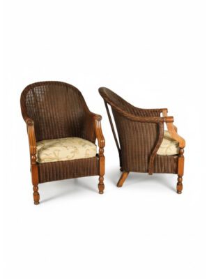 Rare Pair of 1930s "Zeppelin" Lloyd Loom Armchairs by W. Lusty & Sons