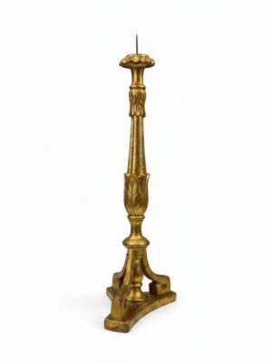 18th-Century Italian Neoclassical Giltwood & Polychrome Candlestick