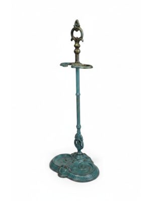 French Cast Iron Stick Stand with Green Enamel Finish (Circa 1880)