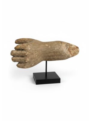 Antique Gesso-Painted Hand Fragment on Stand