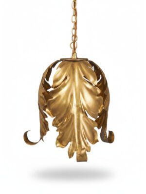 Hollywood Regency Gilt Leaf Pendant Light