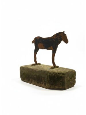 Victorian Cast Iron Horse Boot Scraper on Original Yorkshire Stone Base, c.1890