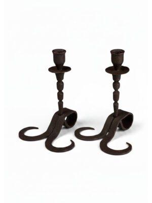 The Blacksmith’s Art: Pair of 18th-Century Flemish Wrought Iron Candle Holders