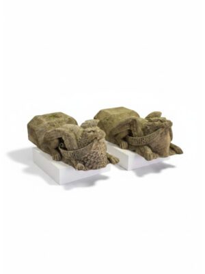 Antique Victorian Gothic Revival Limestone Corbels – Lion & Ox