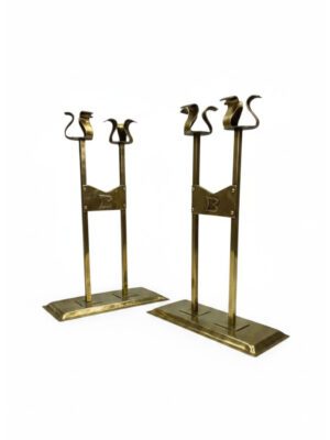 A Pair of Arts & Crafts Brass Candlesticks, Attributed to the Margaret Gilmour School, c. 1910