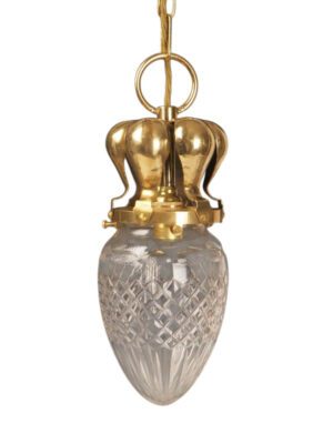 Antique Pendant Light with Cut Glass Shade and Plume Gallery