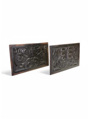 Pair of Antique Carved Oak Panels | 17th Century English Coffer Panels